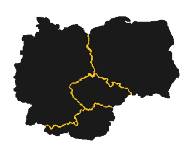 Mapa Polska-Czechy-Niemcy-Austria